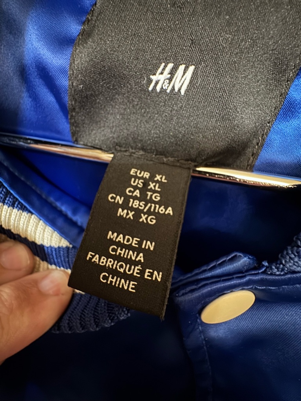 Retro High End University of YALE Blue Satin Letterman Jacket Men’s XL H&M - Picture 5 of 7